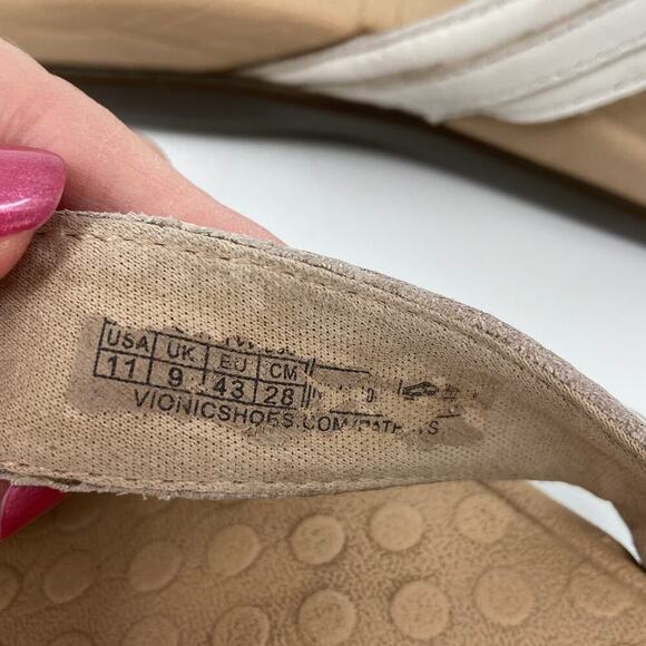 Vionic Thong Sandals Size 11 White Leather Flip Flop Arch Support Comfort - Picture 7 of 8